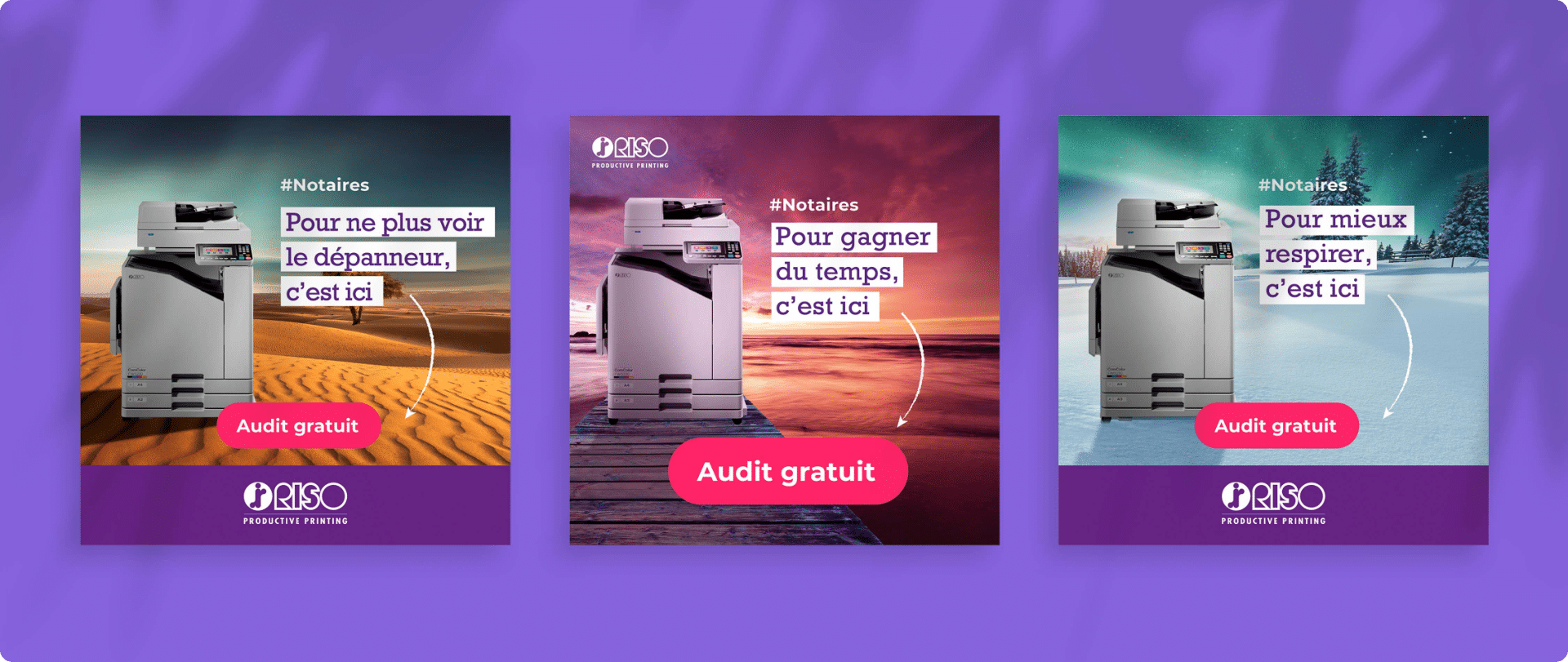 Visuels digitaux pour les imprimantes RISO par l'agence de communication COXI à Lyon